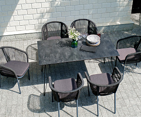 Руссо обеденный стол из HPL 150х80см, цвет черный мрамор