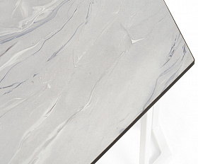 Женева интерьерный стол из HPL шестиугольный, D50, H35, цвет мрамор пепел, каркас из стали белый муар