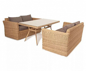 Обеденная группа Мокко 4SIS из искусственного ротанга, цвет соломенный