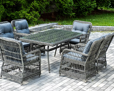 Обеденная Цесена 4SIS группа плетеная из искусственного ротанга, цвет графит