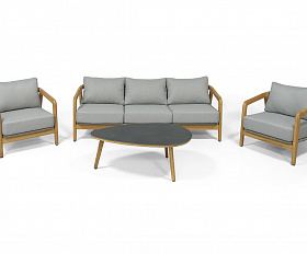 Лейпциг лаунж-зона из тика на 5 персон, цвет серый