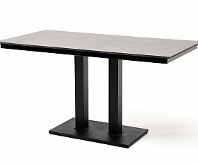 Каффе обеденный стол из HPL 140х70см, цвет серый гранит, подстолье двойное черное