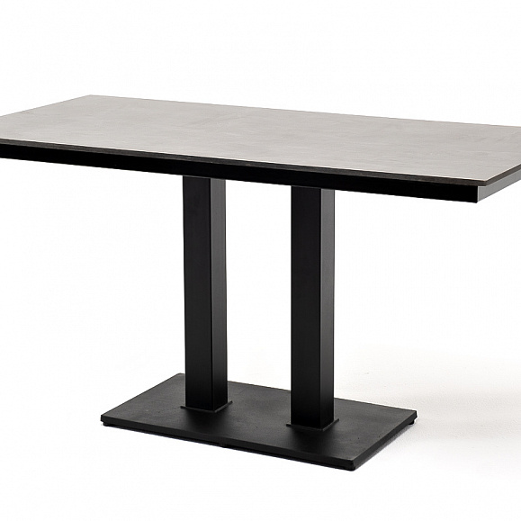 Каффе обеденный стол из HPL 140х70см, цвет серый гранит, подстолье двойное черное фото 3