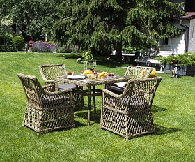 Плетеный стол Айриш 4SIS из искусственного ротанга, цвет соломенный