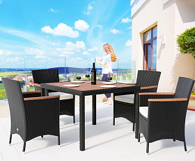 Комплект плетеной мебели  AFM-440 90x90 4Pcs Black (4+1)