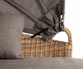 Плетеная кровать круглая Стильяно 4SIS из искусственного ротанга, цвет соломенный