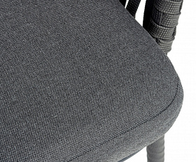 Бордо стул барный плетеный из роупа, каркас из стали темно-серый (RAL7024) муар, роуп серый 15мм, ткань темно-серая 027 NEW