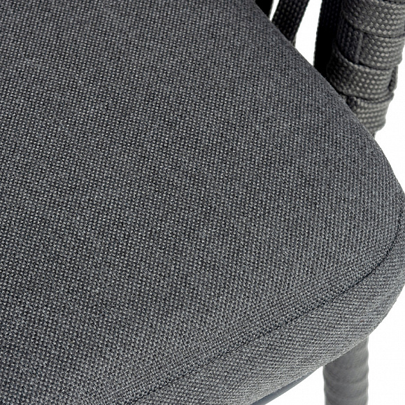 Бордо стул барный плетеный из роупа, каркас из стали темно-серый (RAL7024) муар, роуп серый 15мм, ткань темно-серая 027 NEW фото 7