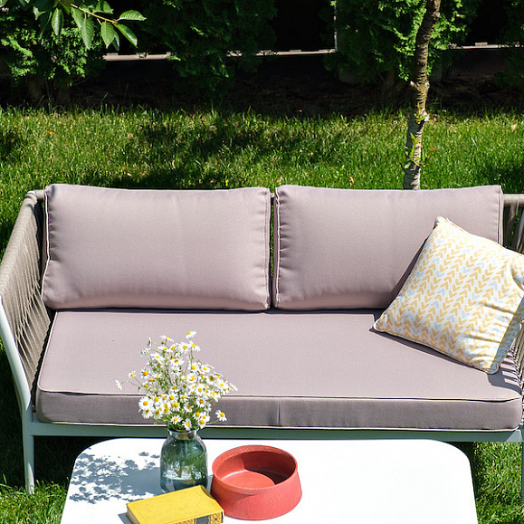 Касабланка лаунж-зона плетеная из роупа 4-местная, цвет серо-коричневый фото 2