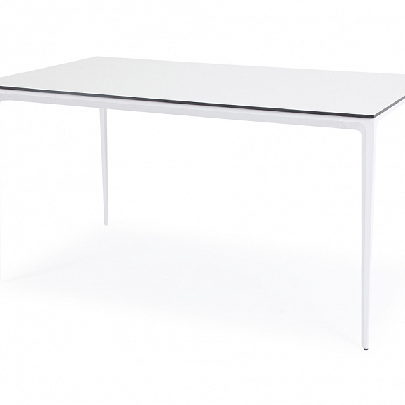 Малага обеденный стол из HPL 140х80см, цвет молочный, каркас белый фото 3