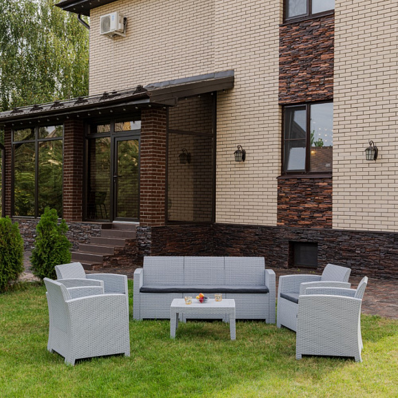 Обеденный комплект Lana XL Royal Family из пластика, цвет светло-серый фото 1