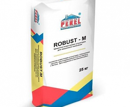 Цементно-известковая штукатурка PEREL  для машинного нанесения ROBUST - M
