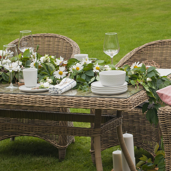 Латте плетеный стол из искусственного ротанга 200х90см, цвет соломенный фото 7