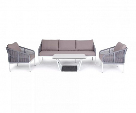 Плетеная лаунж-зона Канны 4SIS из роупа (веревки), цвет светло-серый