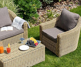 Кресло Кон Панна 4SIS из искусственного ротанга, цвет соломенный