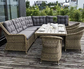 Центральный модуль дивана Бергамо 4SIS из искусственного ротанга, цвет соломенный