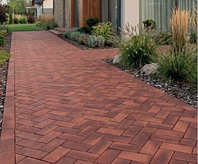 Тротуарная клинкерная брусчатка ЛСР Манчестер 200х100х50 мм, бордо