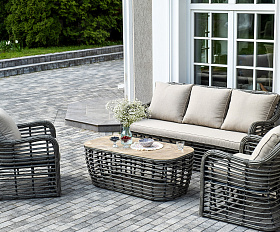 Ницца лаунж-зона из искусственного ротанга, цвет бронзовый