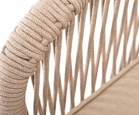 Канны кресло плетеное из роупа, основание дуб, роуп бежевый круглый, ткань бежевая 15052
