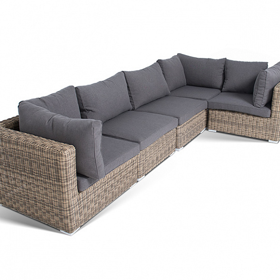 Лунго трансформирующийся диван из искусственного ротанга, цвет соломенный фото 3