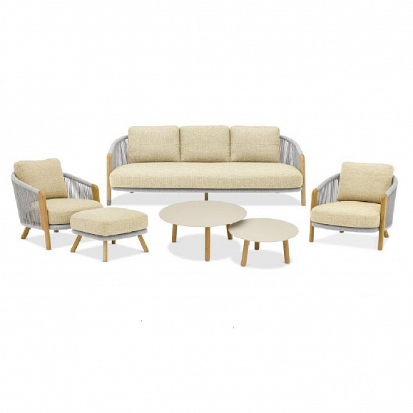 Комплект лаунж мебели Avesta Brafritid серый/песочный, тик/алюминий/веревка фото 1