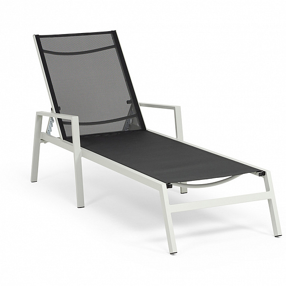 Парма шезлонг, каркас алюминий светло-серый (RAL7035) муар, ткань текстилен темно-серая фото 1