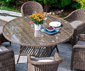 Обеденная группа Эспрессо-150 R 4SIS из искусственного ротанга, цвет коричневый