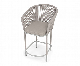 Марсель стул полубарный плетеный из роупа, каркас из стали светло-серый (RAL7035) муар, роуп бежевый круглый, ткань Mossle бежевая, пос.H65