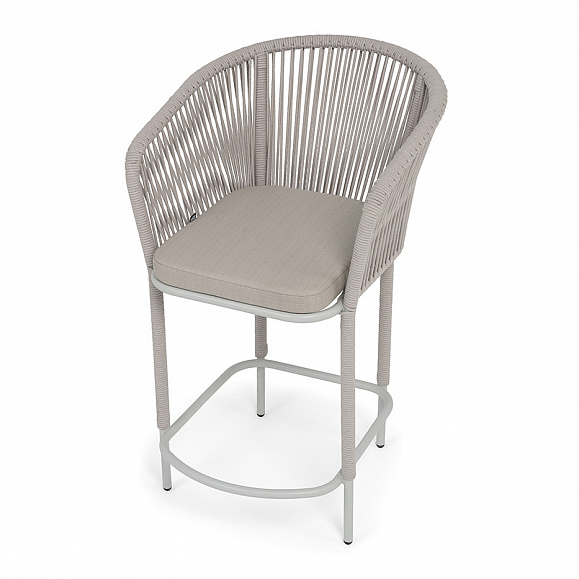 Марсель стул полубарный плетеный из роупа, каркас из стали светло-серый (RAL7035) муар, роуп бежевый круглый, ткань Mossle бежевая, пос.H65 фото 4