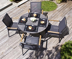 Комплект обеденной мебели Timra AL-N Brafritid антрацит/натуральный, алюминий/тик