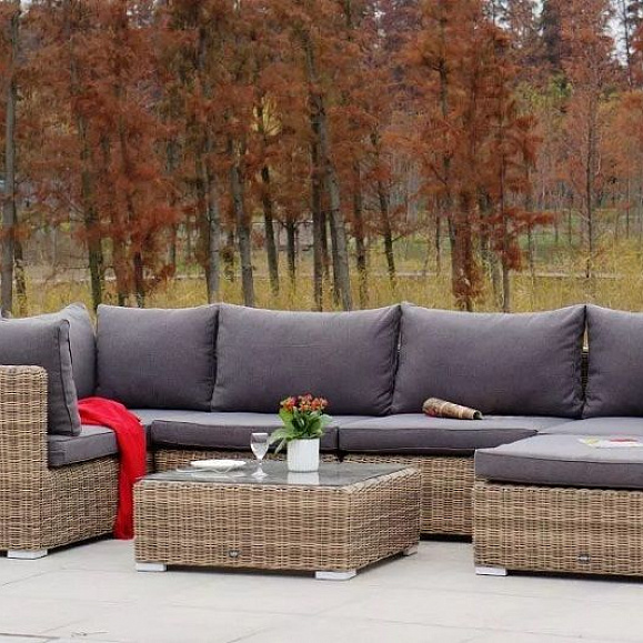 Лаунж-зона трансформирующаяся Лунго 4SIS из искусственного ротанга, цвет соломенный фото 7