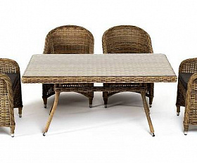 Обеденная Латте–140 R 4SIS группа плетеная, цвет соломенный