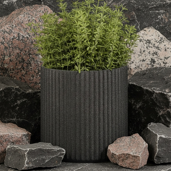 Кашпо TERRAFAKTURA Рифлоу D40H40 Базальт фото 1