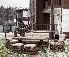 Обеденный комплект Albert Royal Family из искусственного ротанга, цвет коричневый