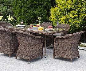 Обеденная группа Эспрессо 4SIS из искусственного ротанга, цвет коричневый