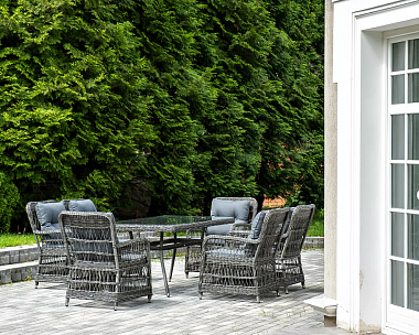 Обеденная Цесена 4SIS группа плетеная из искусственного ротанга, цвет графит