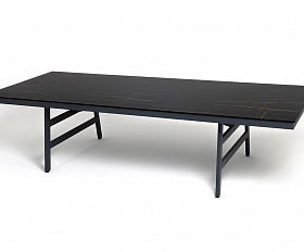 Рио стол из HPL 300х120см, цвет столешницы черный мрамор, угол R3мм