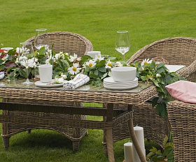 Плетеный стол Латте 4SIS из искусственного ротанга, цвет соломенный