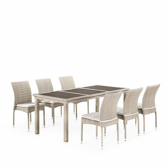 Комплект плетеной мебели T365/Y380C-W85 Latte (6+1) + подушки фото 1