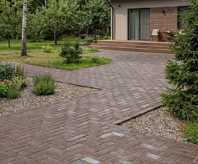 Клинкерная брусчатка ЛСР Франкфурт серебро 200х100х50 мм, коричневый