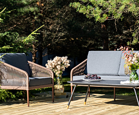 Канны лаунж-зона 5-местная плетеная из роупа (веревки), роуп коричневый