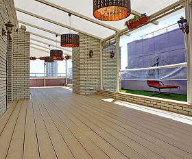 Террасная доска Экодэк Брайт Вельвет Кантри, цвет Пшеничный