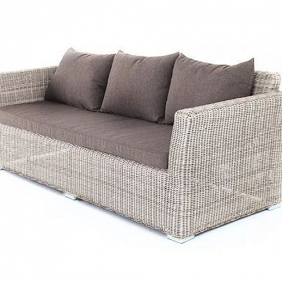 Диван трехместный Капучино 4SIS из искусственного ротанга, цвет бежевый фото 4