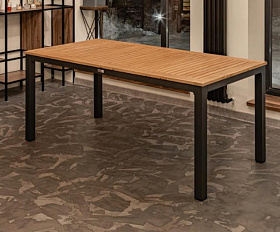 Обеденный стол Oscar Royal Family из алюминия со столешницей из тика