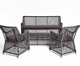 Асти лаунж-зона из искусственного ротанга на 4 персоны, цвет графит