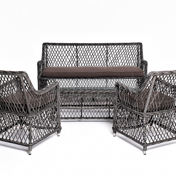 Асти лаунж-зона из искусственного ротанга на 4 персоны, цвет графит фото 4