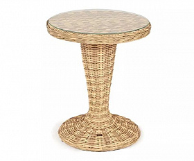 Стол круглый Леванте 4SIS из искусственного ротанга, цвет соломенный