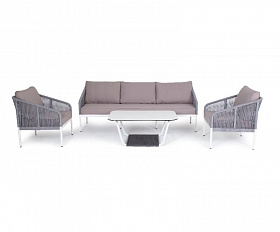 Лаунж-зона Канны 5-местная плетеная из роупа (веревки), цвет серый