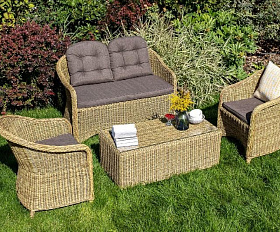 Лаунж-зона Равенна 4SIS из искусственного ротанга, цвет соломенный
