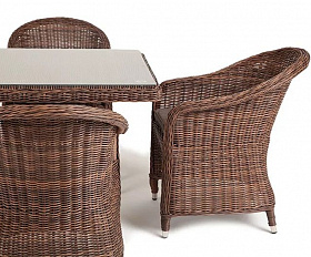 Обеденная группа Фредо 4SIS из искусственного ротанга, цвет коричневый